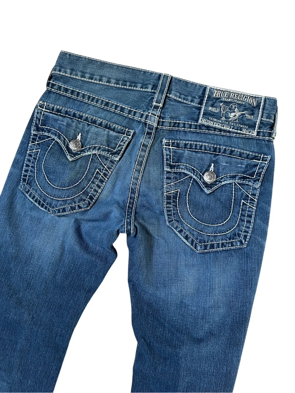 Vintage Y2K True Religion Ricky Super T White Contrast Stitch  Jeans 33